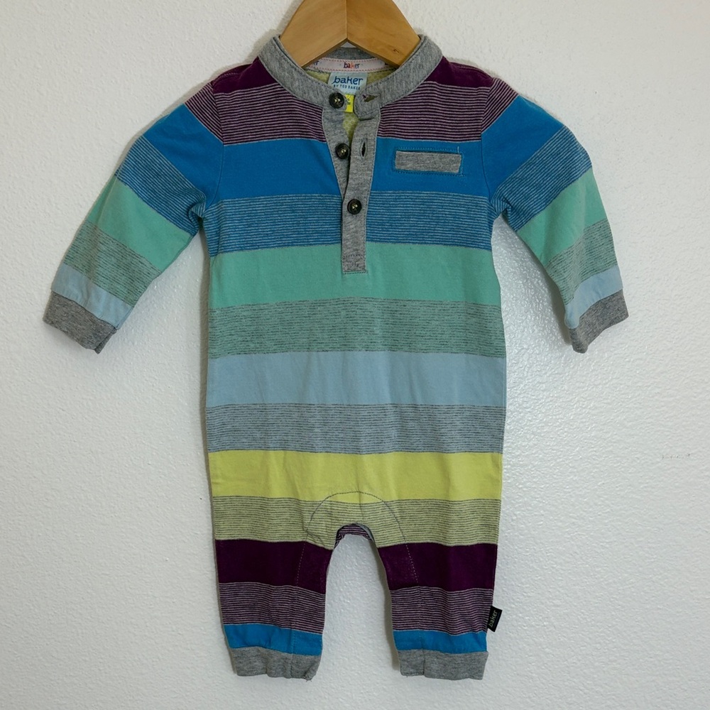 Baker by Ted Baker Colorful Striped Long-Sleeve Baby One-Piece Romper